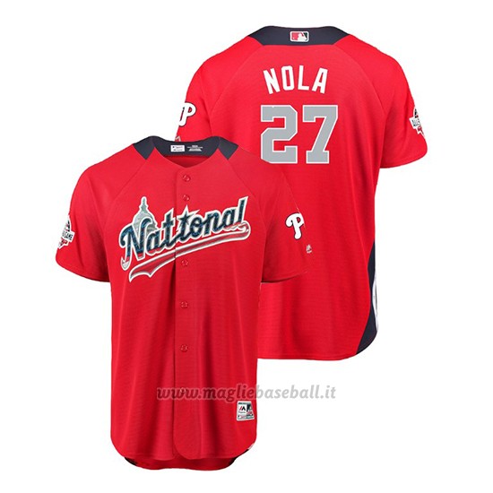 Maglia Baseball Uomo All Star Game Philadelphia Phillies Aaron Nola 2018 1ªRun Derby National League Rosso